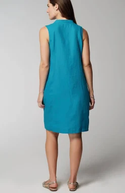 Sleeveless Linen Pintucked Dress