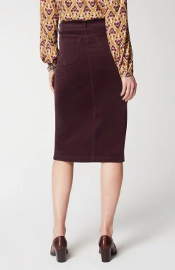 Slit-Hem Corduroy Skirt