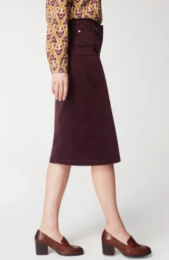 Slit-Hem Corduroy Skirt
