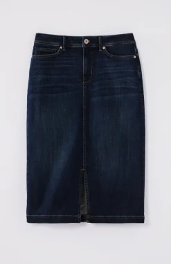 Slit-Hem Denim Skirt