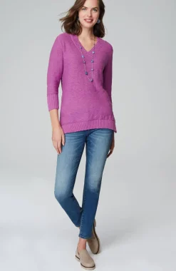 Slub Rib-Trimmed Sweater Tunic