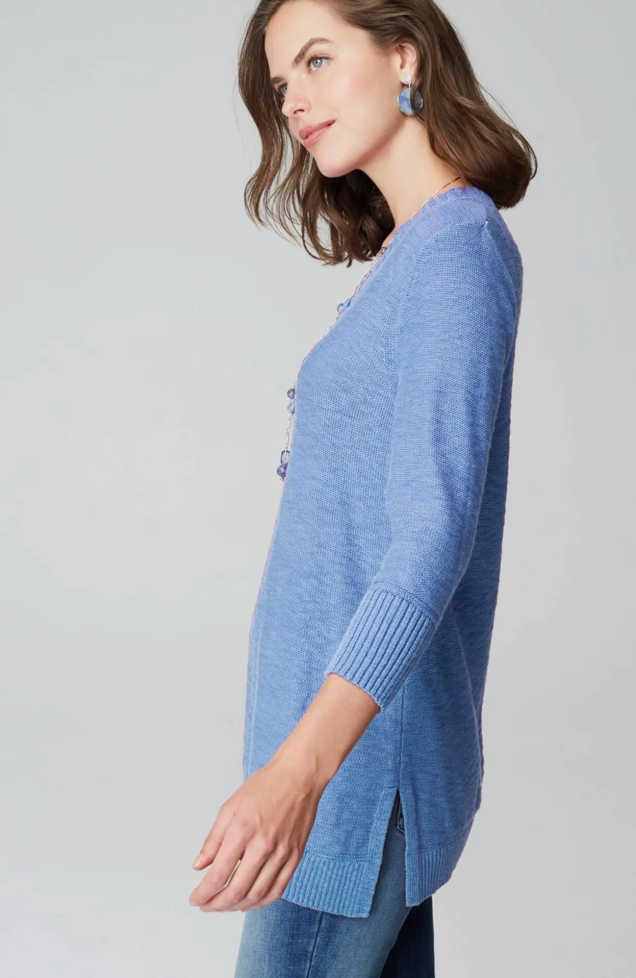 Slub Rib-Trimmed Sweater Tunic