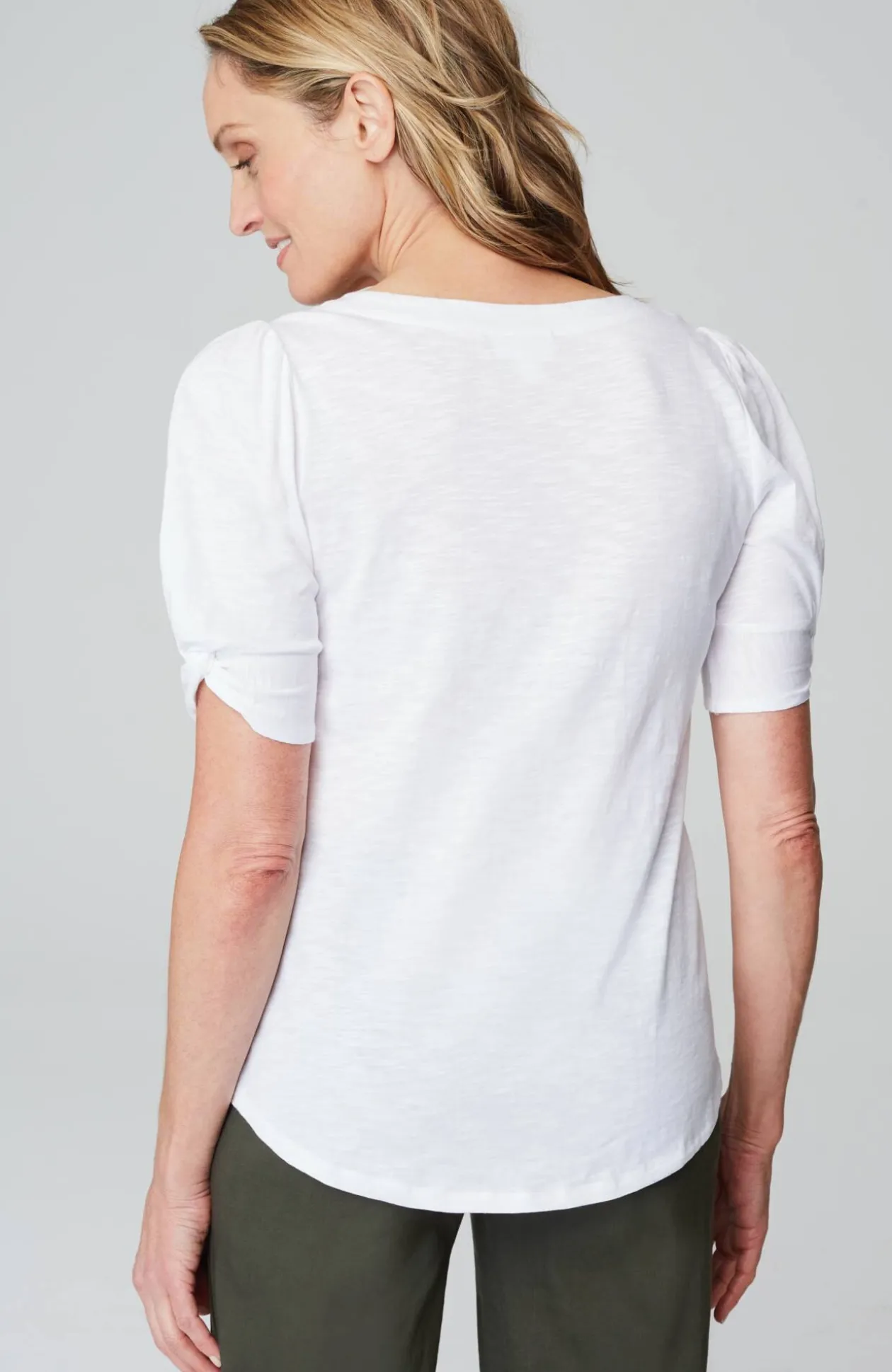 Slub-Knit Twist-Sleeve Tee