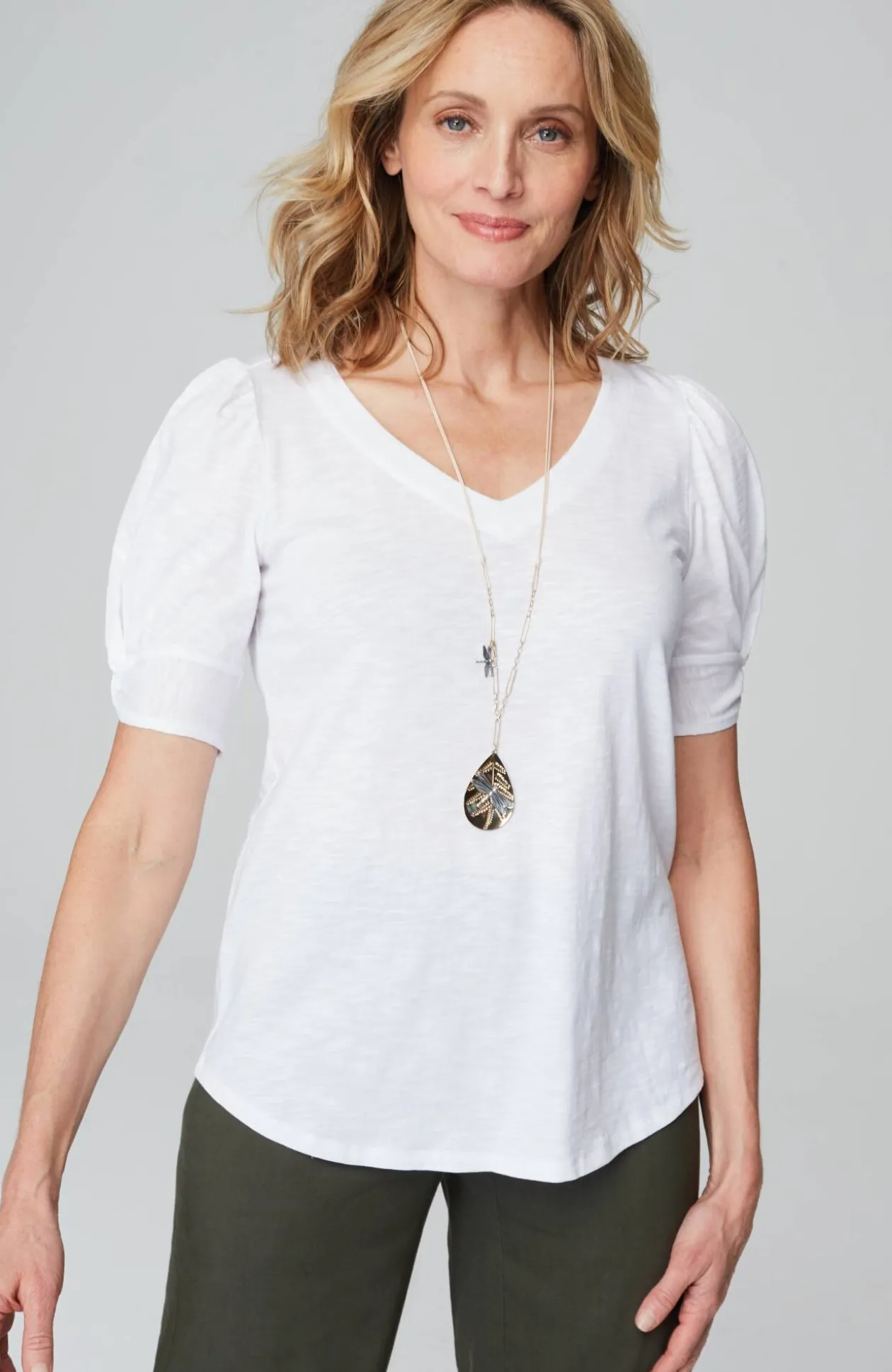 Slub-Knit Twist-Sleeve Tee