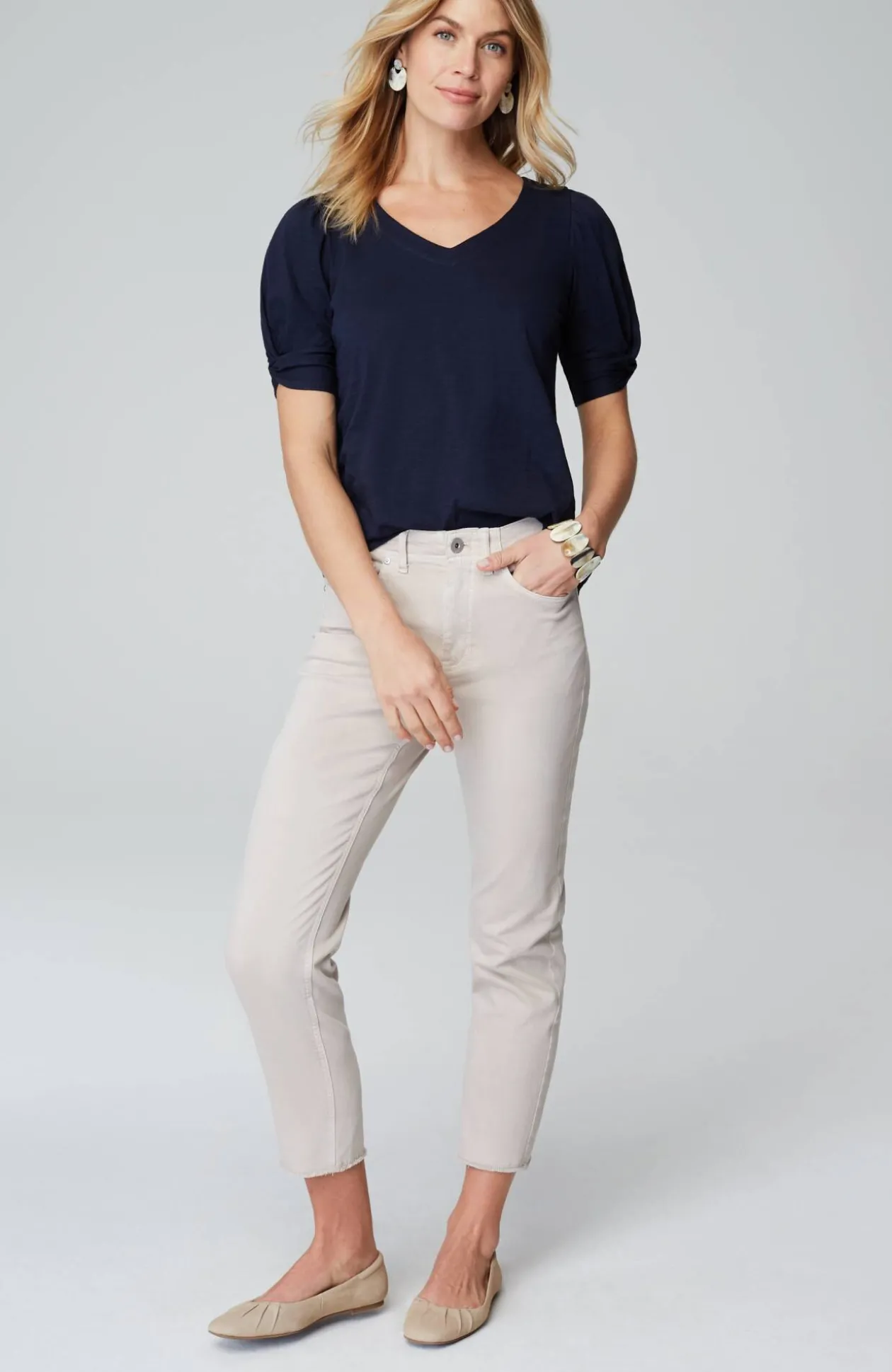 Slub-Knit Twist-Sleeve Tee