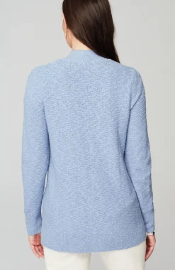 Slub-Textured Button-Front Cardi