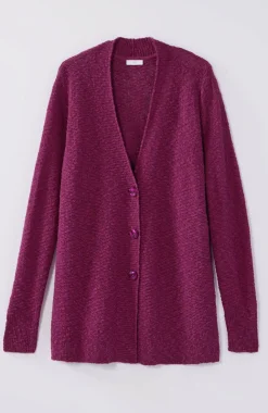 Slub-Textured Button-Front Cardi