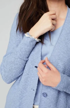 Slub-Textured Button-Front Cardi