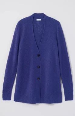 Slub-Textured Button-Front Cardi