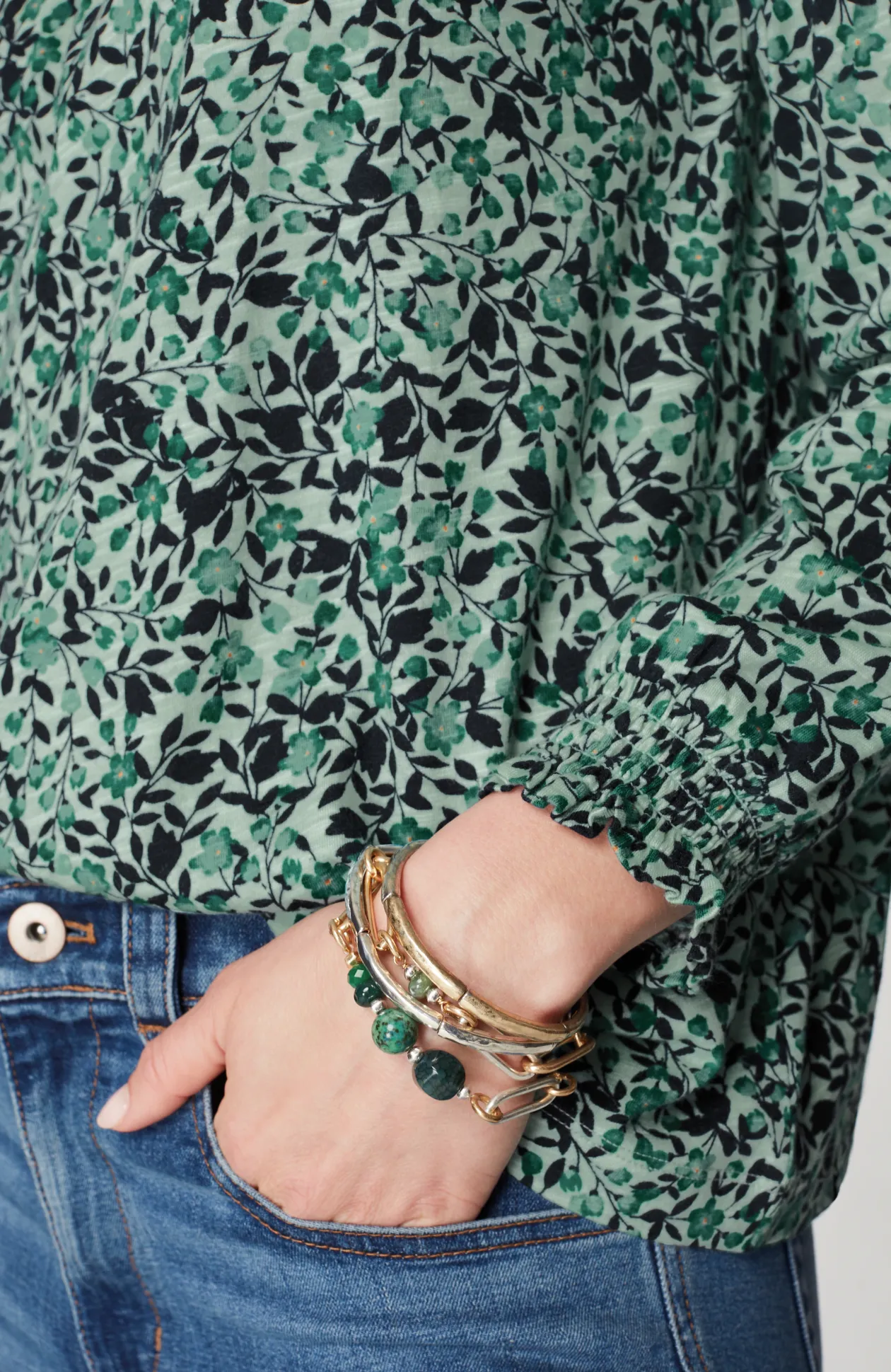 Smocked Floral Top