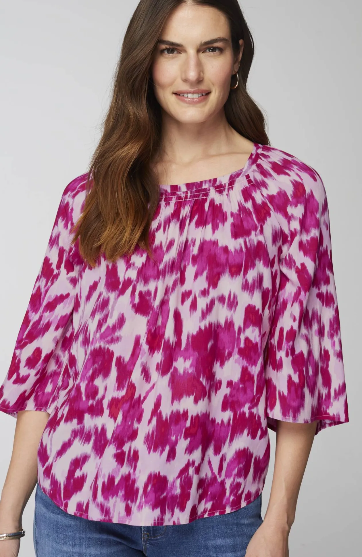 Smocked Scoop-Neck Top