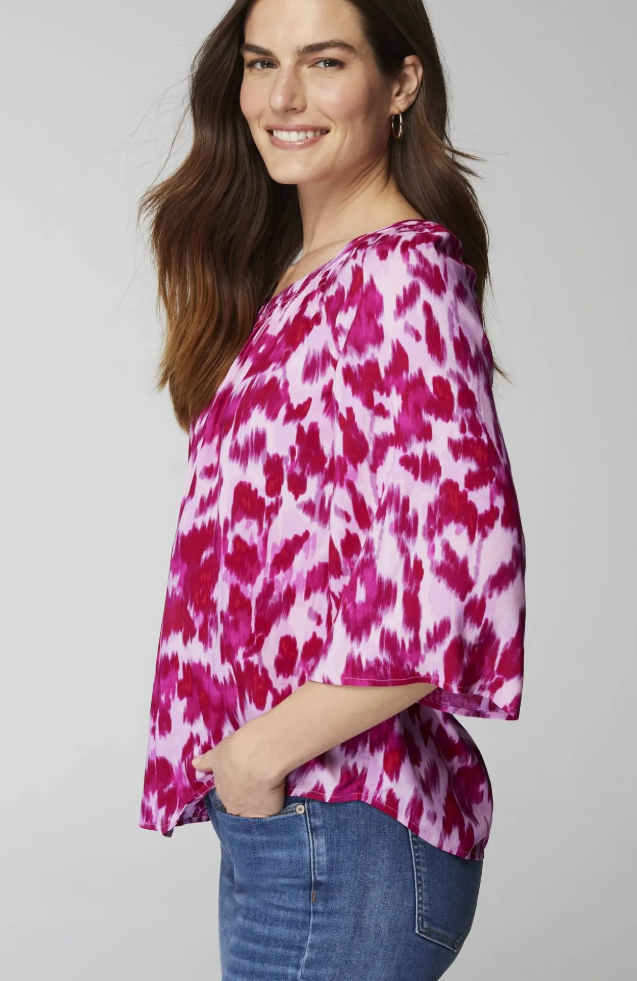 Smocked Scoop-Neck Top
