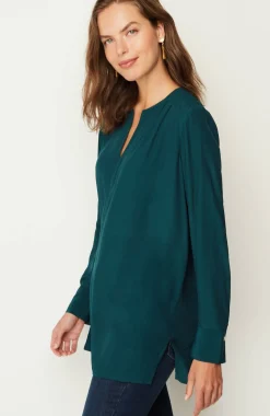 Smocked Split-Neck Tunic