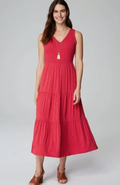 Smocked Tiered Midi Dress