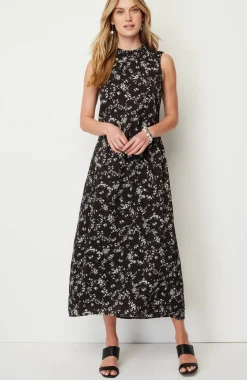 Smocked-Neck Maxi Dress