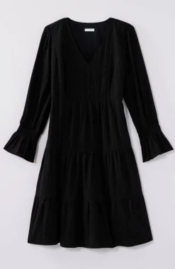 Smocked-Sleeves Tiered Dress