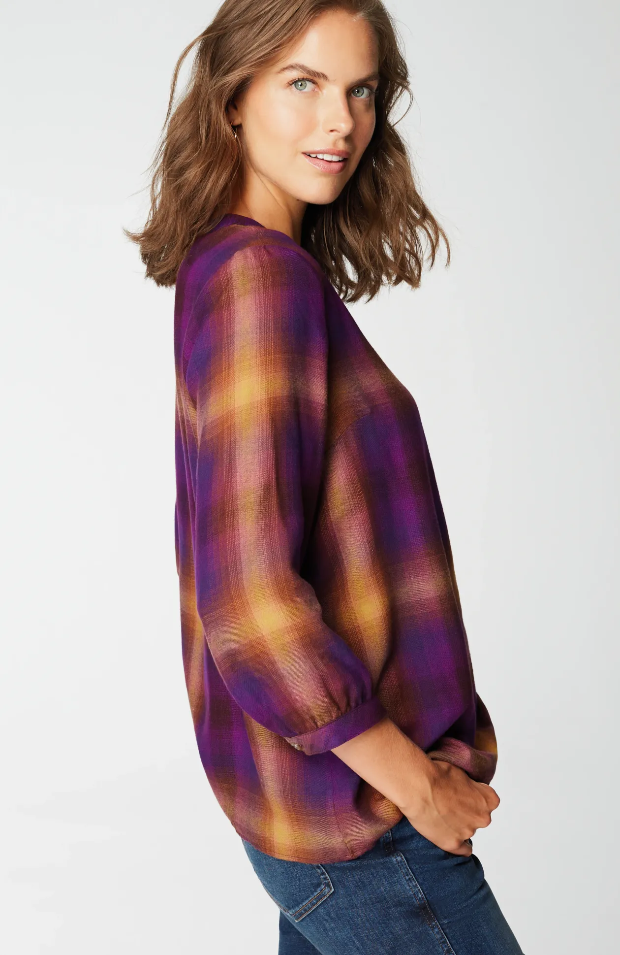 Soft-Brushed Plaid Popover
