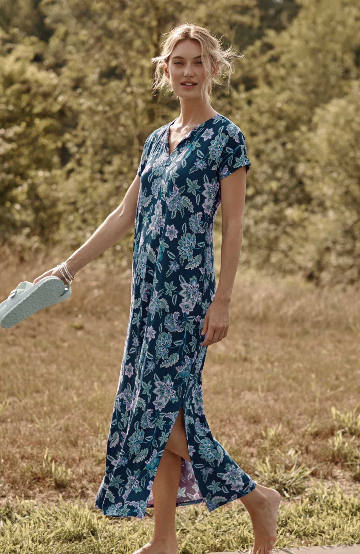 Split-Neck Maxi Dress