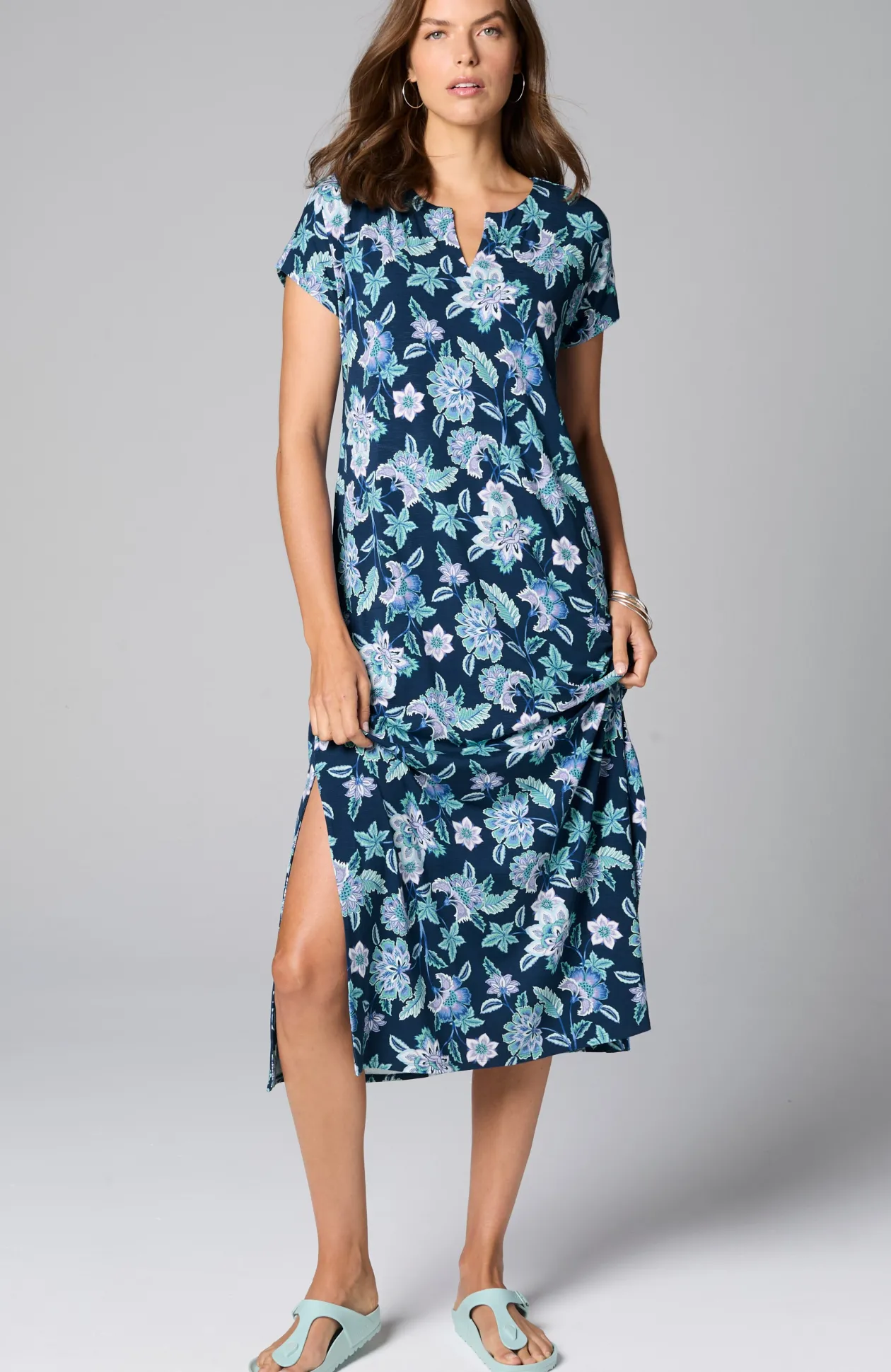 Split-Neck Maxi Dress