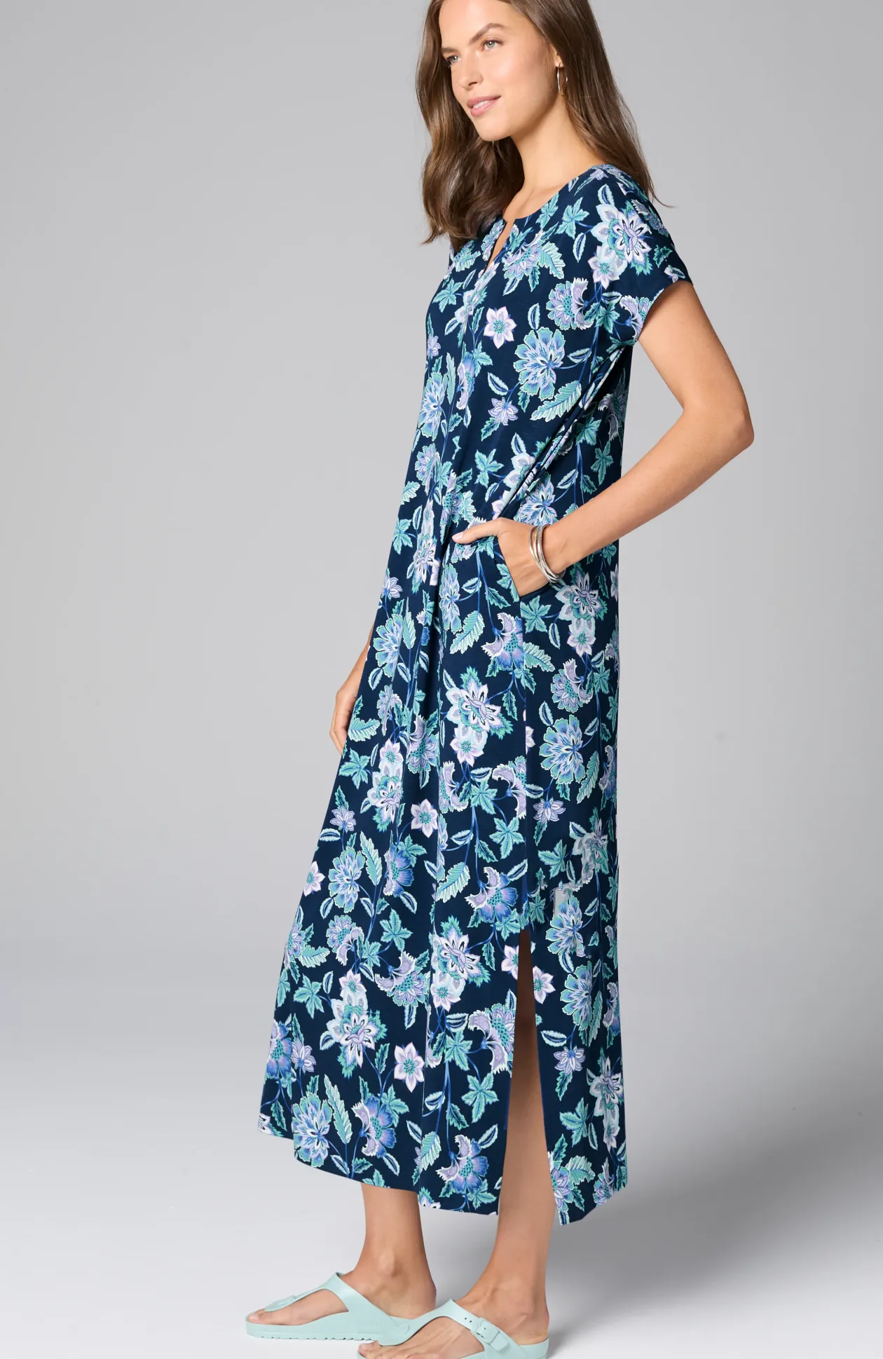 Split-Neck Maxi Dress