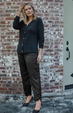 Straight-Leg Satin Cargo Pants