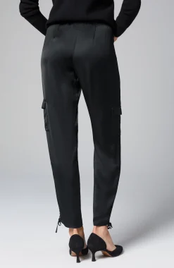 Straight-Leg Satin Cargo Pants