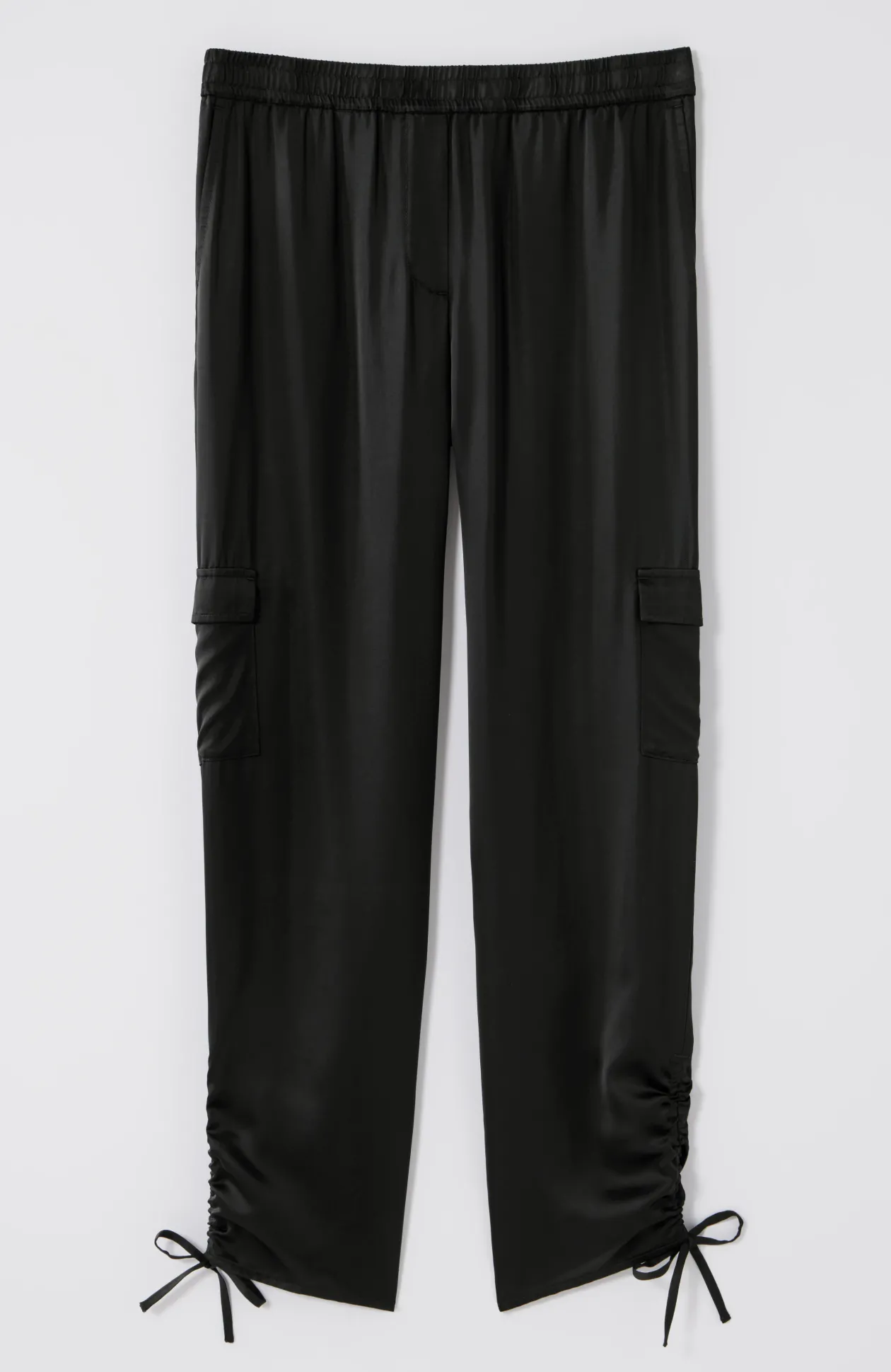 Straight-Leg Satin Cargo Pants