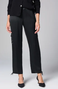 Straight-Leg Satin Cargo Pants