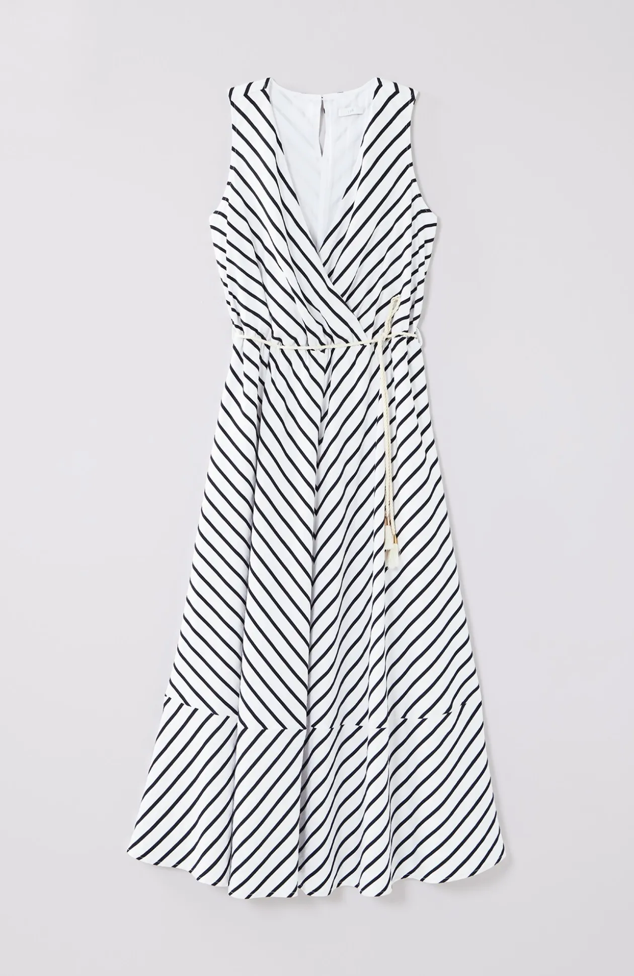 Striped A-Line Belted Dress