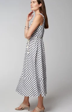 Striped A-Line Belted Dress