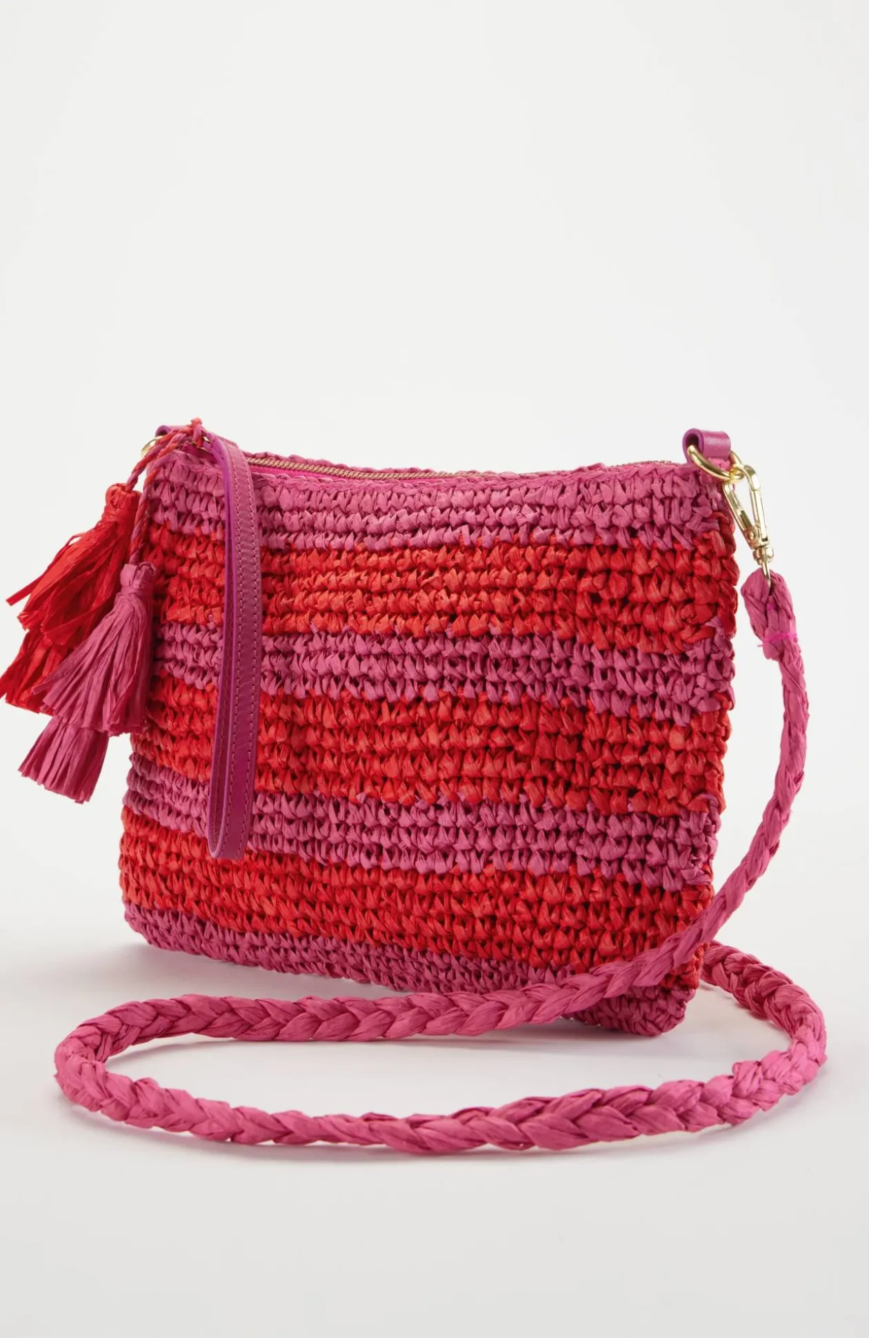 Striped Paper Straw Crossbody