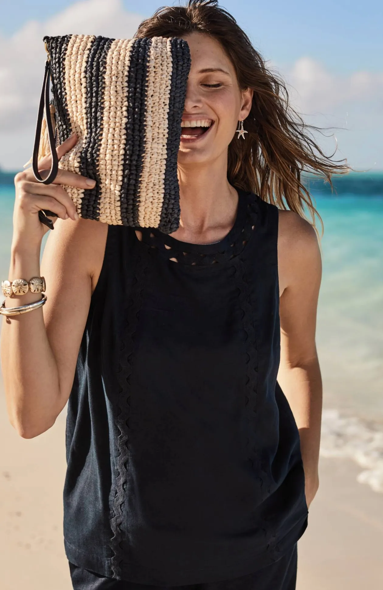 Striped Paper Straw Crossbody
