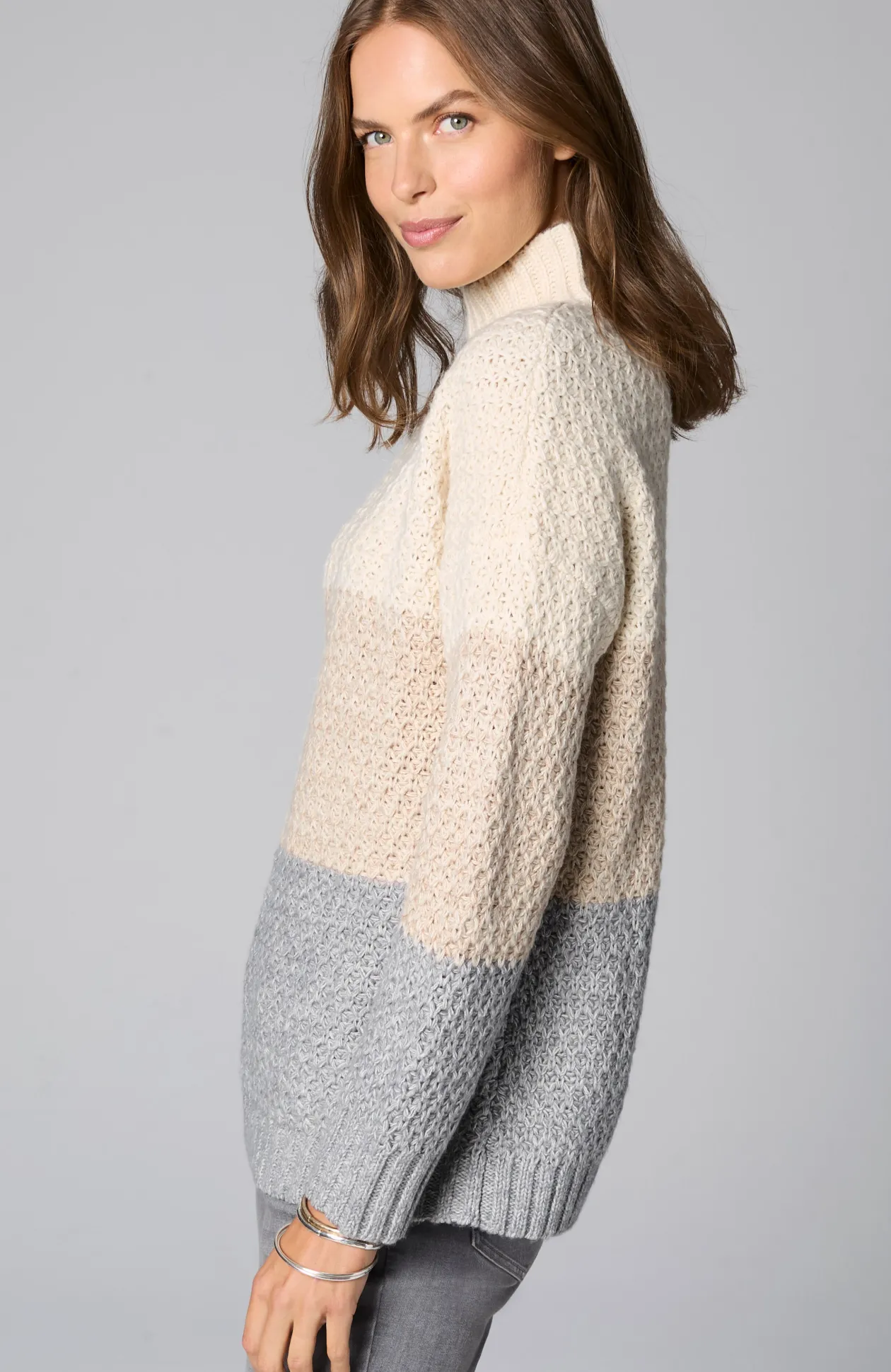 Textured Color-Block Sweater