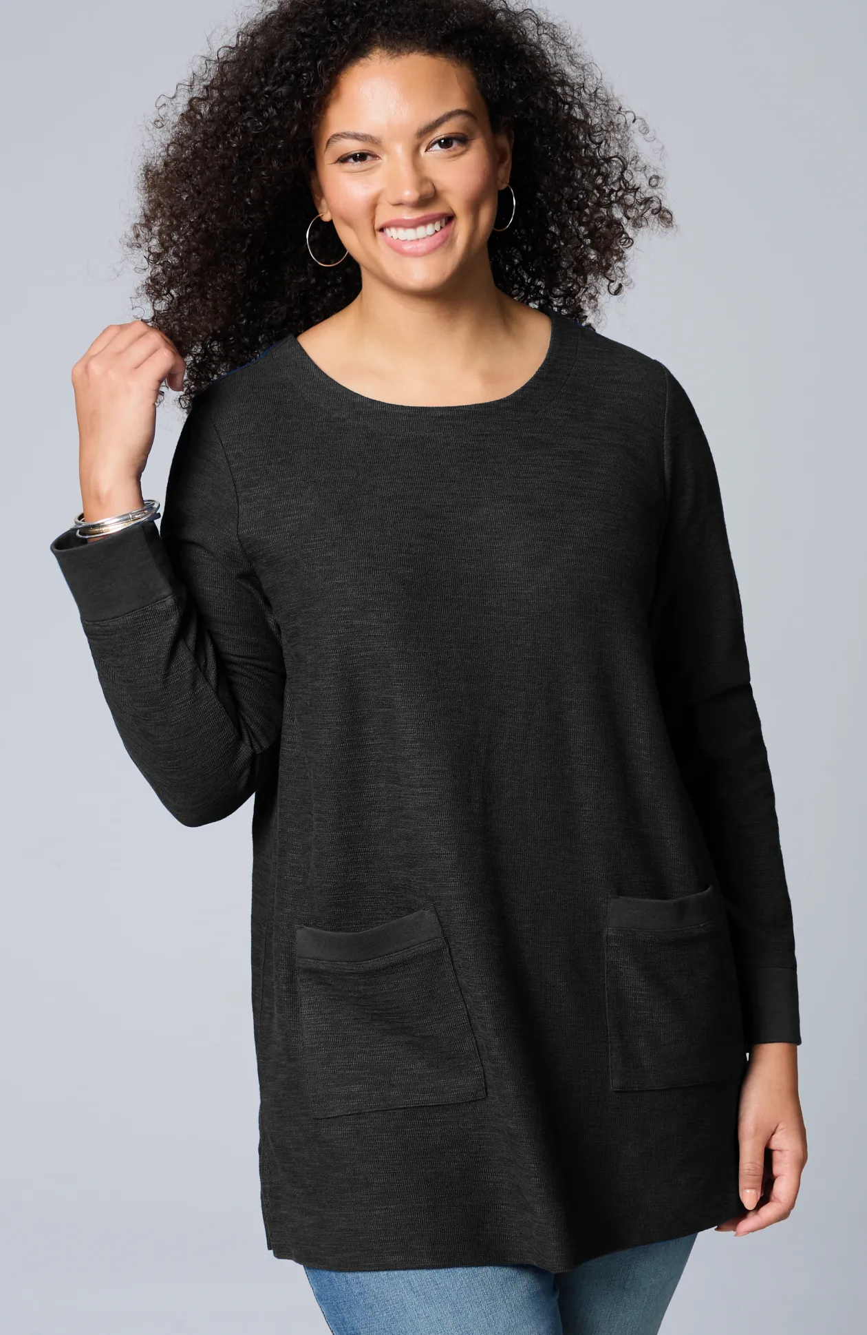Textured Patch-Pocket Tunic