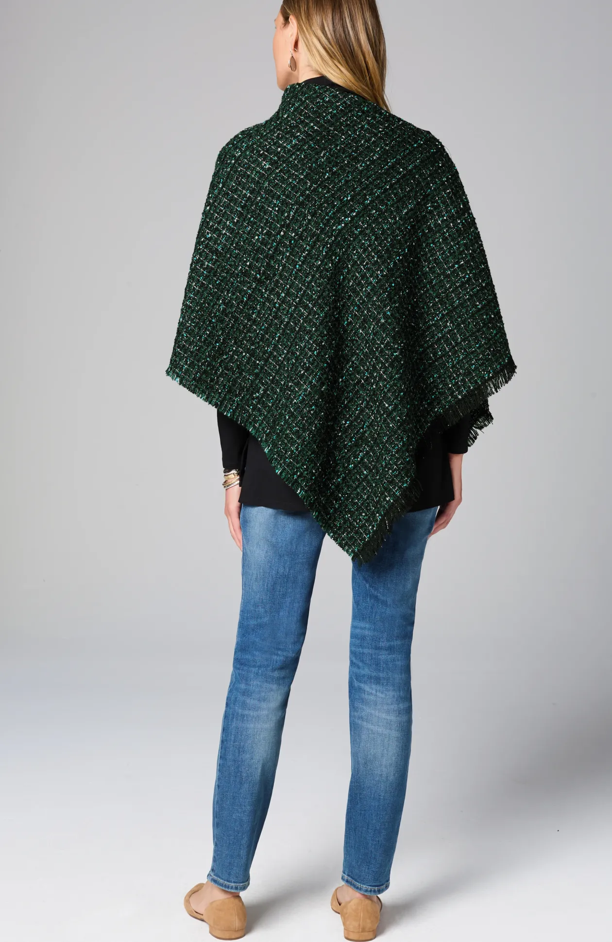 Textured Tweed Poncho