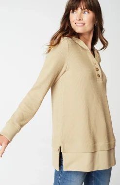 Textured-Knit Hoodie Tunic