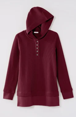 Textured-Knit Hoodie Tunic