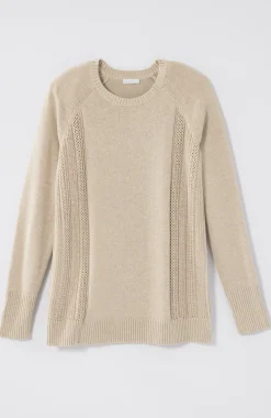 Textured-Sides Crew-Neck Sweater