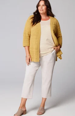 Textured-Stitch Open-Front Cardi
