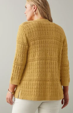 Textured-Stitch Open-Front Cardi