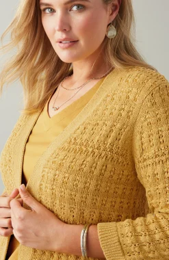 Textured-Stitch Open-Front Cardi