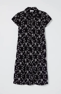 Tiered Embroidery Shirtdress