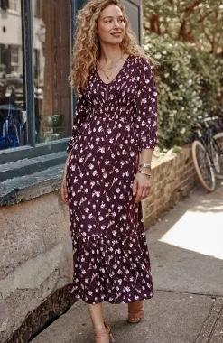 Tiered Flounced-Hem Midi Dress