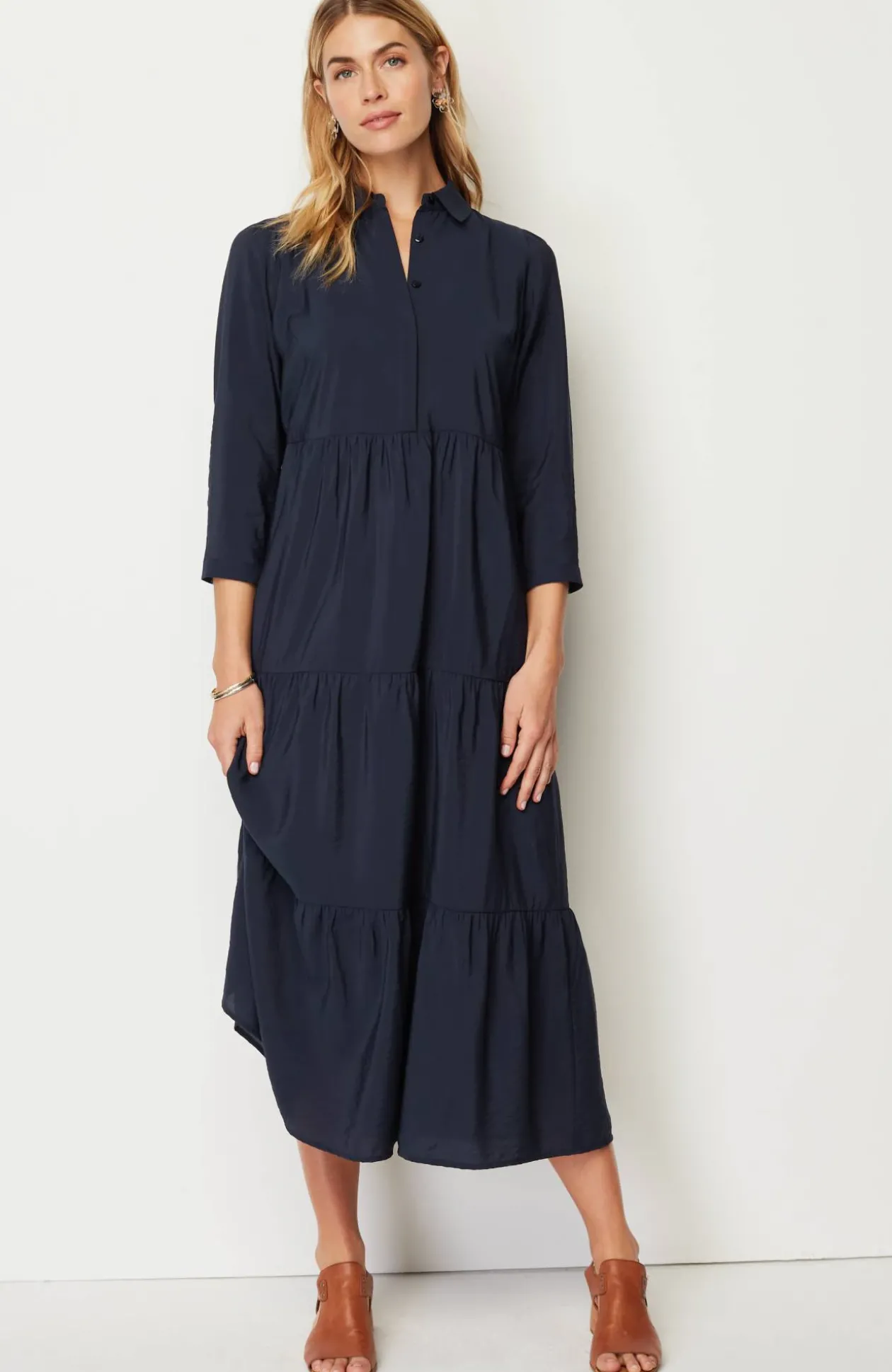 Tiered Maxi Shirtdress