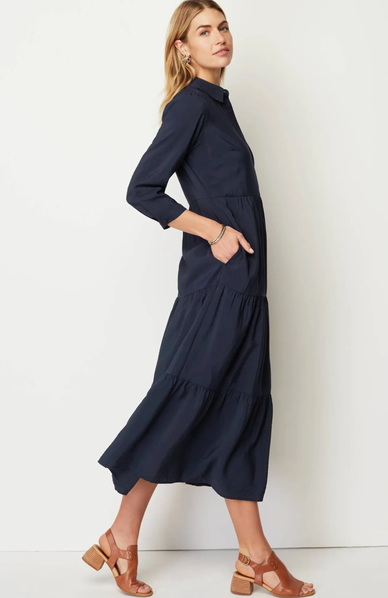 Tiered Maxi Shirtdress