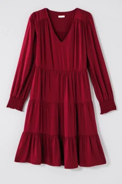 Tiered Smocked-Sleeve Dress