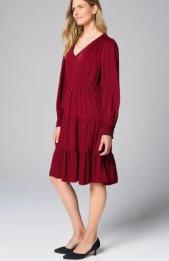Tiered Smocked-Sleeve Dress