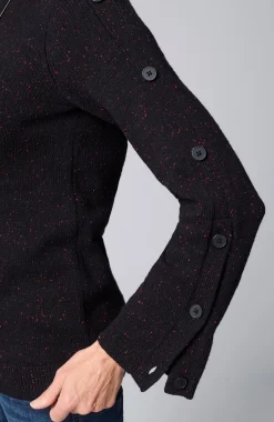 Tweed Buttoned-Sleeve Sweater