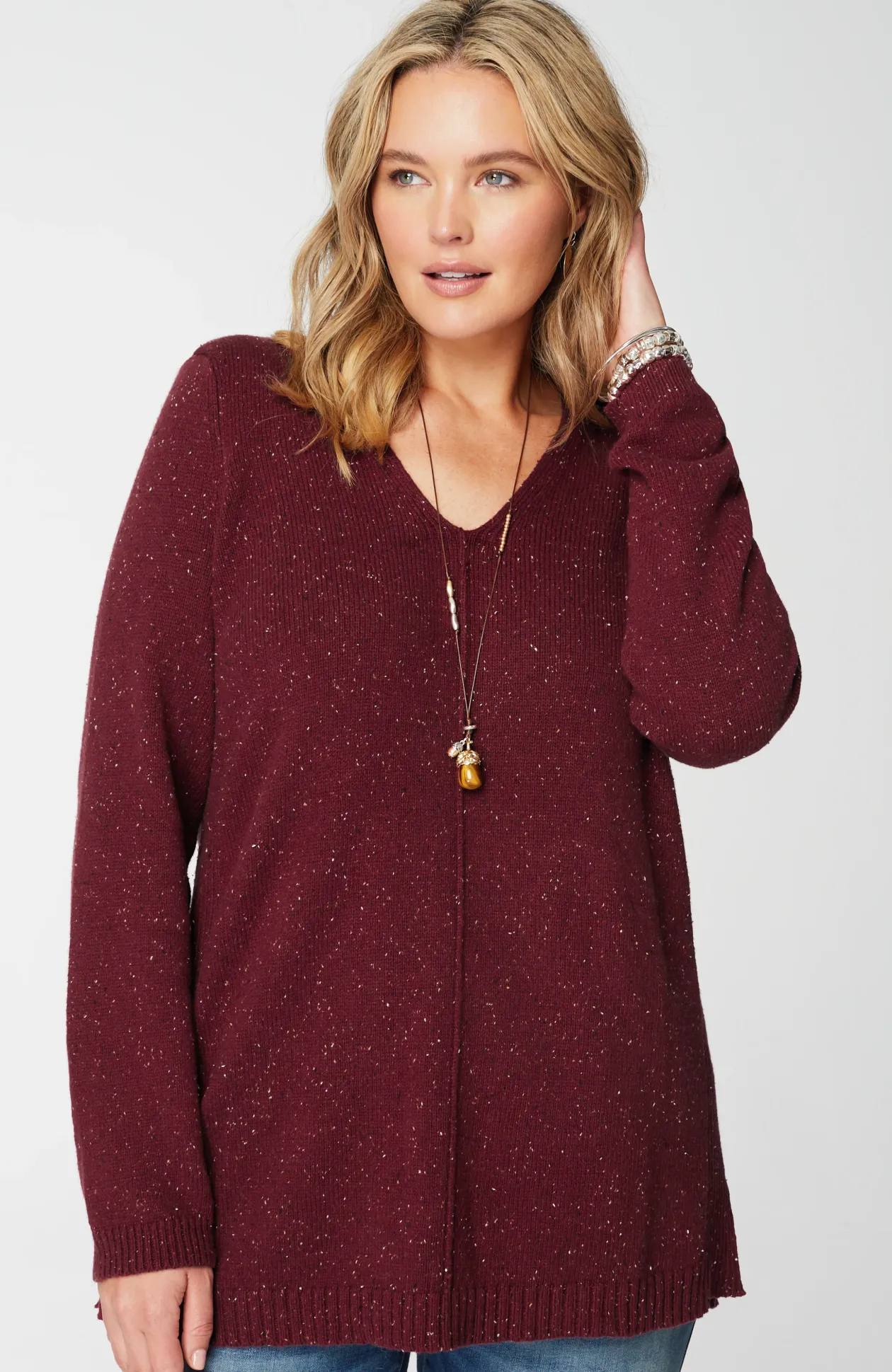 Tweeded-Cotton Sweater Tunic