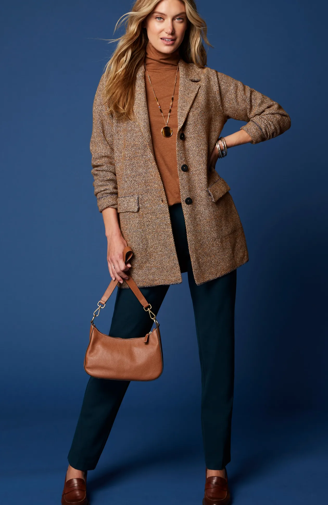 Tweed-Textured Sweater-Jacket